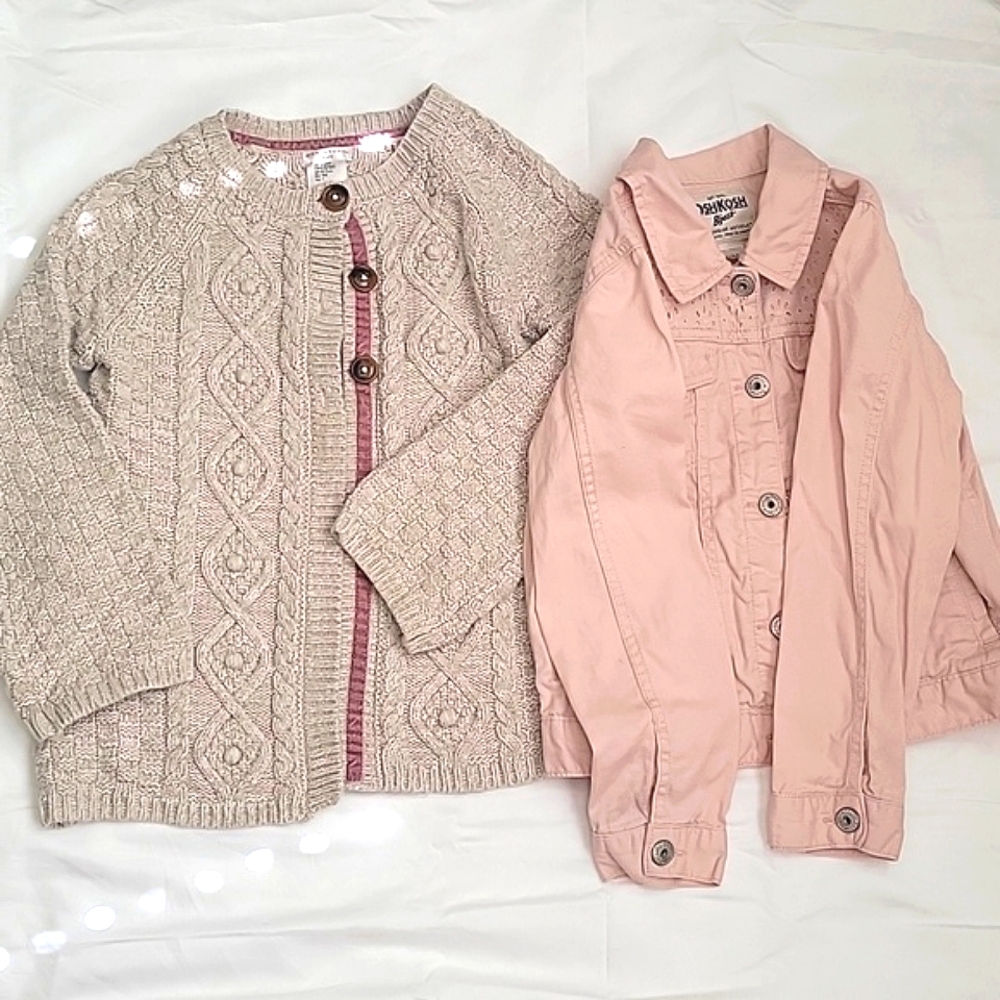 🧣1BD BUNDLE of 2 for Girls. Jacket & Cardigan.Color Tan and Pink. Size 7/8